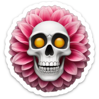 Skull in a dahlia flower sticker