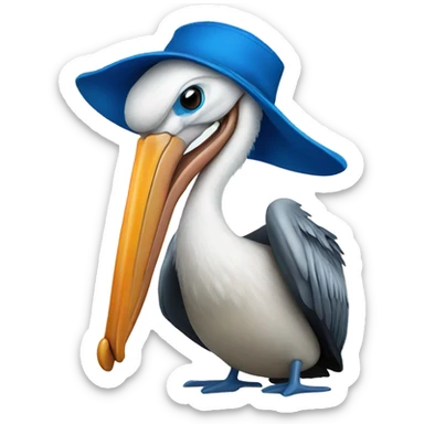 Pelican with blue hat sticker