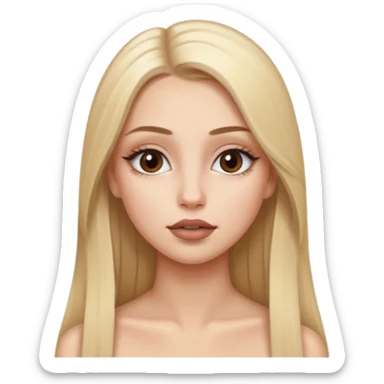 una chica con pose divertida de 18 años con los labios con pintalabios nude y los ojos maquillados, de piel blanca con el pelo liso, largo y rubio, ojos marrones GUAPA sticker