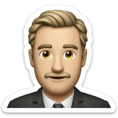 Mann mit scheitel nach links und schnur bart sticker