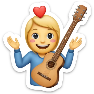 A cute emoji Heart how is holding a guitar and smile sticker