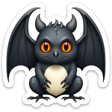 Monstre a corp craquelé fait de lave avec des ailes de chauve-souris et un tête de pierre carbonisé avec une mâchoire carré  sticker