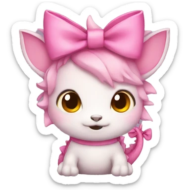 Cute dragon pink bow sticker