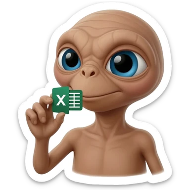 E.T. The Extra-Terrestrial from the movie eating an Excel file icon sticker