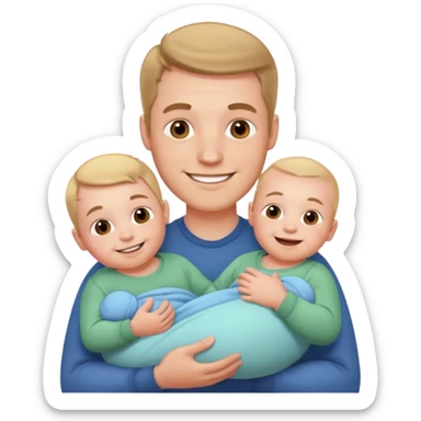 white man with three babies sticker