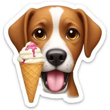 A dog eating ice cream sticker