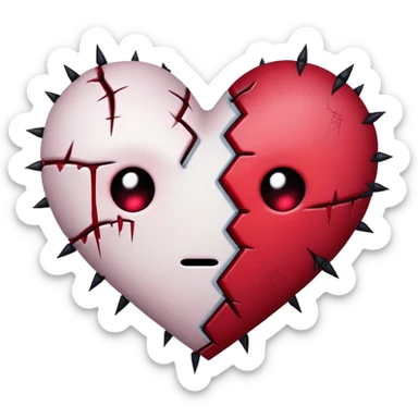 gothic emo broken heart with stitches sticker