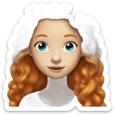 ginger girl with blue eyes and long vavey hair sticker
