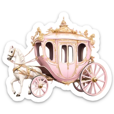 highly detailed Rococo carriage pale pink sticker