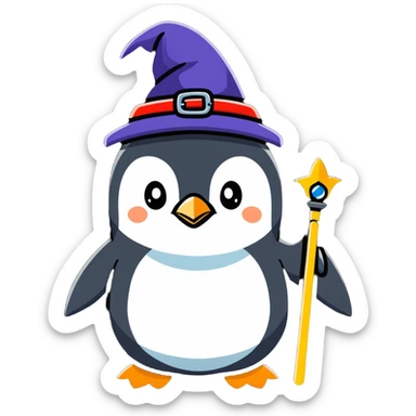 A penguin wizard sticker