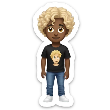 blonde boy with curly hair wearing a playboy carti t-shirt sticker