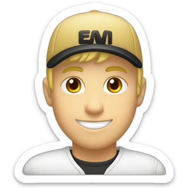 A blond guy with a black cap with “ratio.” Written on it sticker