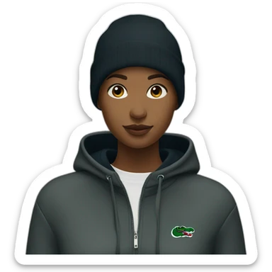 Lacoste bag girl with black lacoste hoodie sticker