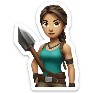 Lara Croft with her pickaxe  sticker