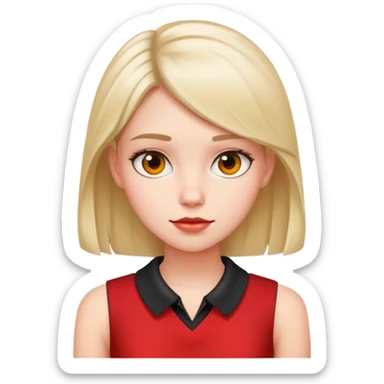 red sleeveless top with a darker collar on a girl sticker