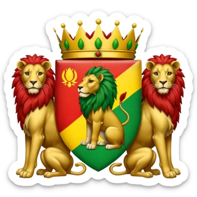 Bob Marley heraldic crest with ethiopian lions and colors sticker