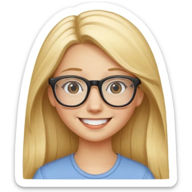 je voudrai un emoji d'une fille aux cheveux longs et blonds avec des lunettes entrain de PASSER DES MOMENTS EN FAMILLE sticker