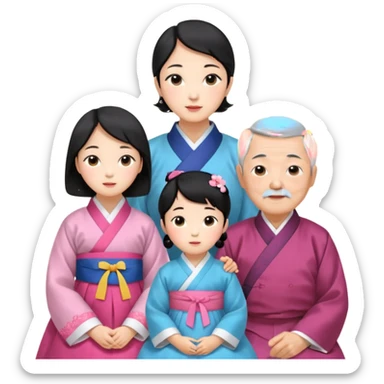 korean mother, korean father, korean grandmother, korean grandfather sticker