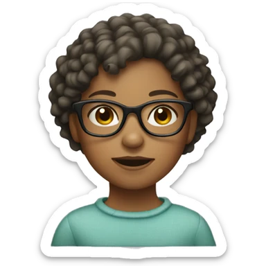 Girl with short Curly hair and glasses  sticker