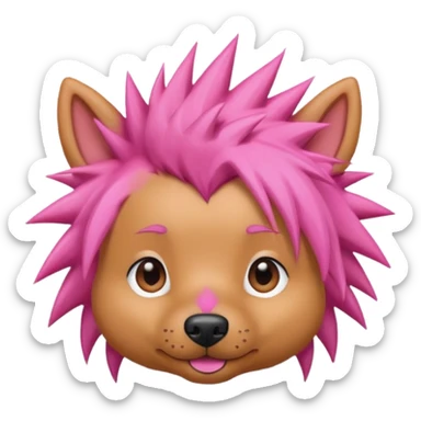 pink very spiky haired dog with earrings sticker