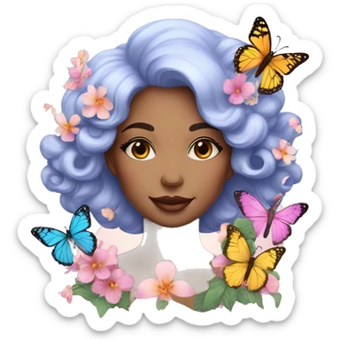 Gorgeous pastel lady with flowers and butterflies sticker