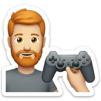 Man with a ginger beard playing playstation sticker