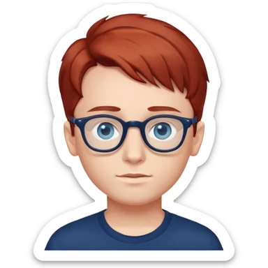 Ragazzo occhi blu scuro capelli rosso scuro liscio e occhiali  sticker