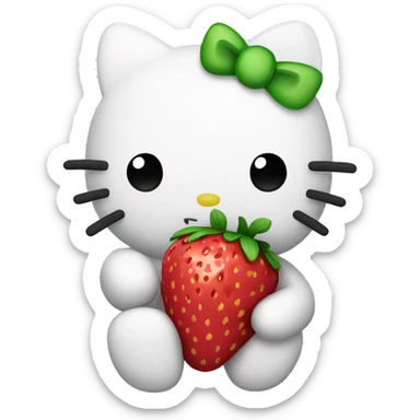 hello kitty holding strawberry  sticker