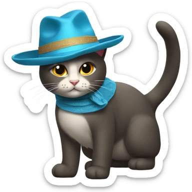 un gato con sombrero y un moño sticker