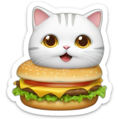 Un chat qui mange hamburger sticker