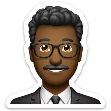hombre de piel oscura pelo corto con lentes oscuros con traje formal sticker