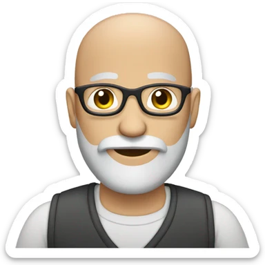 bald man with gray beard on his phone sticker