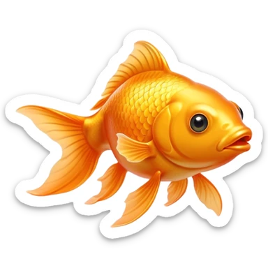 Cinematic Noble Orange Goldfish Portrait Emoji, Poised and regal, with a sleek, streamlined build and a lustrous, vibrant orange body, deep-set soulful golden eyes, Simplified yet sharp and sophisticated features, highly detailed, glowing with a soft, dignified glow, high shine, intelligent and graceful, stylized with an air of aquatic elegance, focused and attentive, soft glowing outline, capturing the essence of a watchful and confident aquatic companion, so majestic it feels as though it could glide out of the screen with effortless authority! sticker