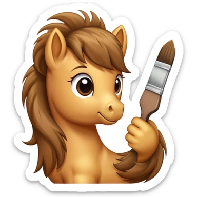 pony being brushed sticker