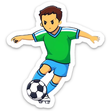 soccer player with a dramatic laser beam effect sticker