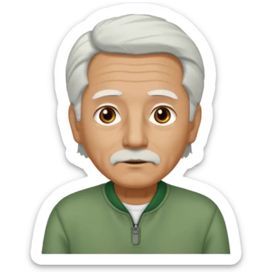abuelo con pelo blanco, ojos cafés y ropa verde sticker