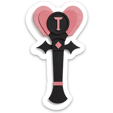 BLACKPINK-inspired gothic lightstick, no hearts, layered and graphic, black and pink, paper craft style sticker