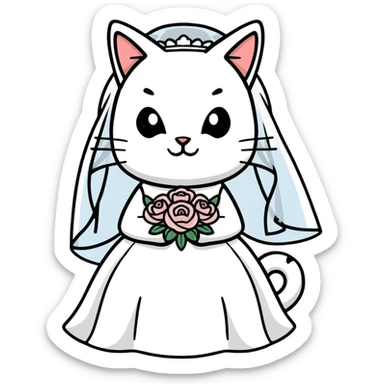 cat bride sticker