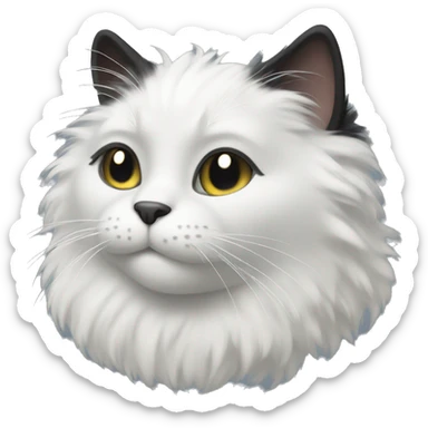 fluffy black cat with white spot on month sticker