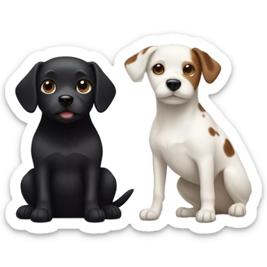 small black dog and small white dog with light brown spots  sticker