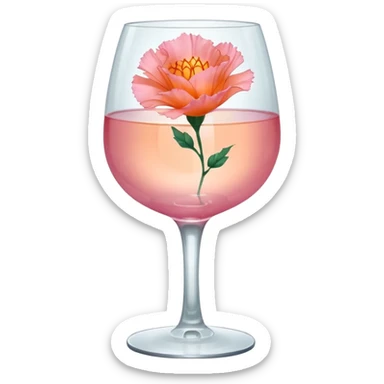 Iced Pink wine with an orange carnation pedal  sticker