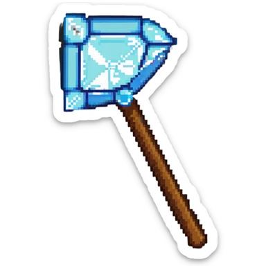 Minecraft diamond hoe with brown handle sticker