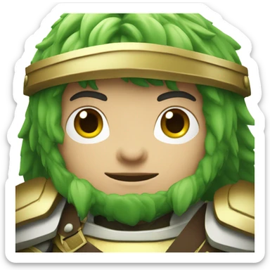 barbarian soldier with white skin and green armor facing forward  sticker