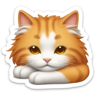 Cute emoji long haired orange and white kitty sleeping sticker