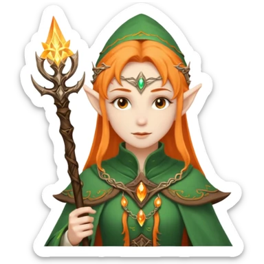 Mage elf with glowing orange staff sticker