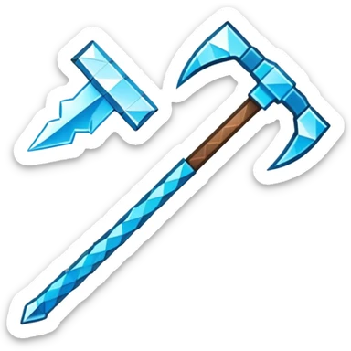 Minecraft diamond pickaxe emoji style with pixelated details sticker