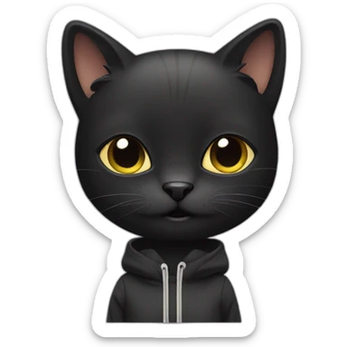 cute black cat in sportswear  sticker