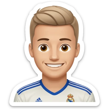 White male wearing Adidas Real Madrid jersey sticker