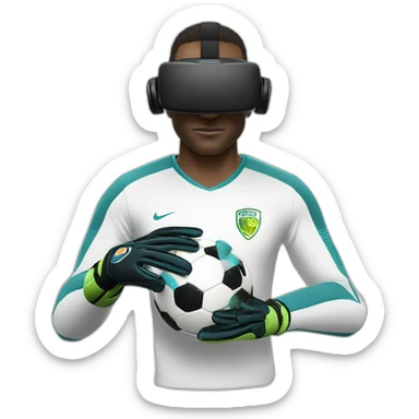 soccer goalkeeper wearing a virtual reality headset sticker