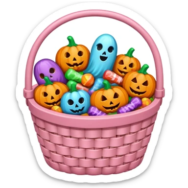 Soft pink básquet full of Halloween candys sticker